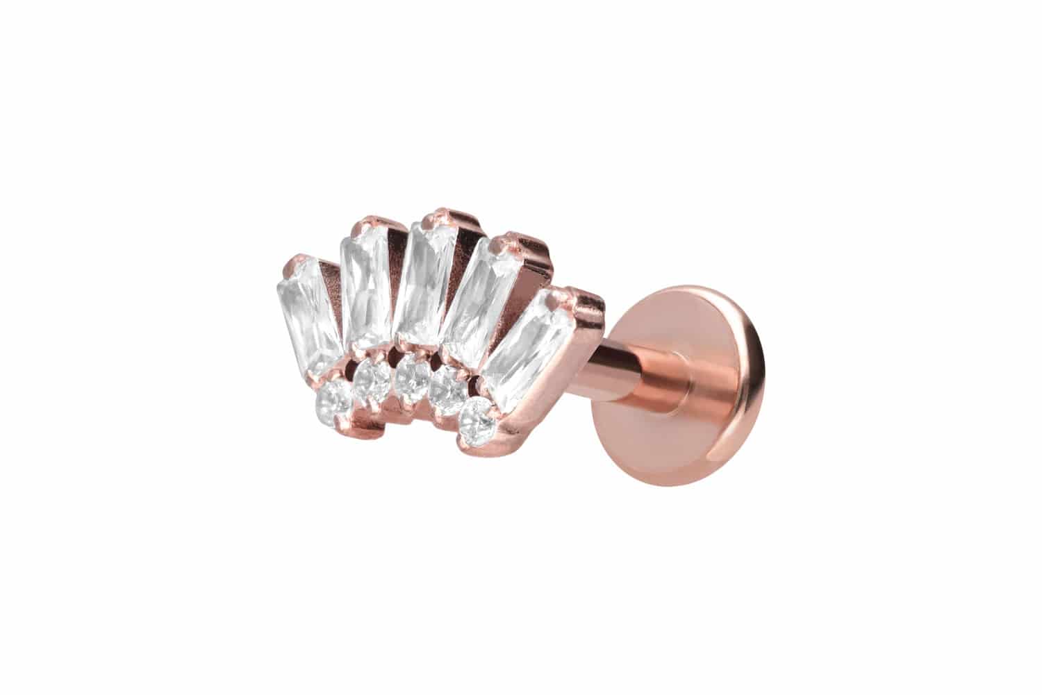 Titan Labret Piercing mit Push Fit 10 EINGEFASSTE KRISTALLE
